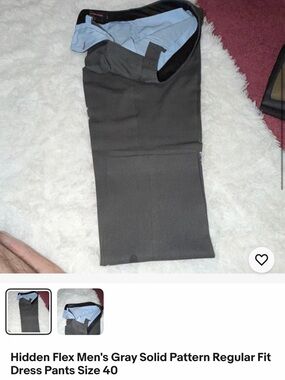 Hidden Flex Men's Gray Dress Pants - Regular Fit, Size 40